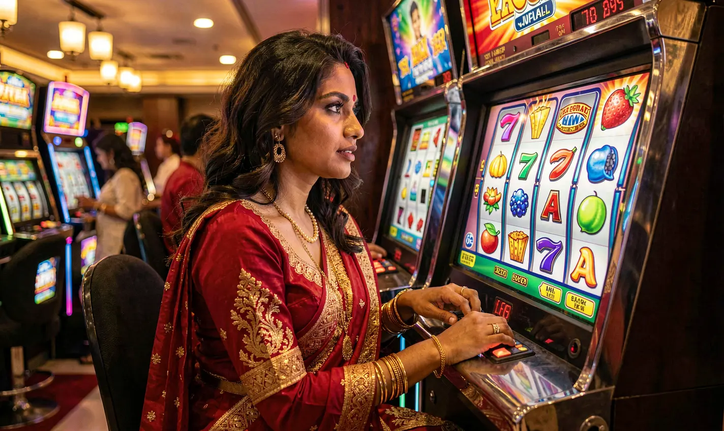 TK488 – Discover premium slot entertainment designed for players in Bangladesh Stylish woman enjoying high quality slot machine gameplay with bright symbols and smooth graphics at TK488 casino in Bangladesh